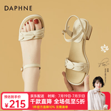 DAPHNE达芙妮凉鞋女夏粗跟百搭单鞋夏季新款女鞋仙女风配裙子一字带罗马鞋 米色 跟高4.2cm 34 (220mm)