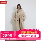 付智恩 梦想家 立领休闲进口皮毛一体长/中长款复古连帽皮草外套 亮浅驼-长款 M