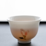 陶艺公社 茶杯 手绘德化薄胎白瓷功夫茶具家用办公个人闻香喝茶单杯品茗杯 月季款-60ml