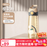 BABLOV花伴森儿童水杯吸管杯ppsu男女小孩子学生运动水杯壶便携塑料杯 【母婴级ppsu】樱花粉600ml