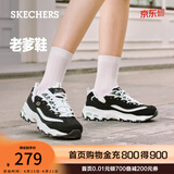 斯凯奇（Skechers）女鞋夏季小白鞋蕾丝休闲运动熊猫鞋黑色增高厚底老爹鞋 黑色/白色/BKW 39.5 尺码偏大，建议选小半码