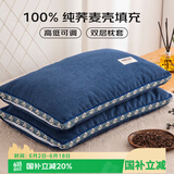 艾薇荞麦枕头睡眠硬枕头100%荞麦壳荞麦皮枕芯颈椎枕  荞麦蓝 35*55cm