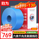 胜为六类千兆工程网线【0.57±0.02mm无氧铜线芯】CAT6类非屏蔽双绞线 家装POE监控布线305米 CL6P57U