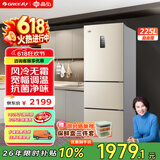 格力（GREE）晶弘225升三开门风冷无霜冰箱迷你小型家用宿舍出租房屋三门大冷冻节能低噪离子净味电冰箱 BCD-225WETC/时代金
