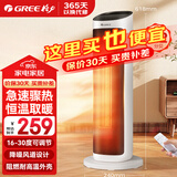 格力（GREE）电热取暖器遥控电暖器数码显示屏电暖气家用塔式立式摇头暖风机 遥控款珊瑚玉+黑NTFH-X6020B