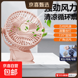 伸缩折叠小风扇家用静音运行学生宿舍办公室台式USB直插桌面大风力台面落地两用折叠电风扇SSF2 蜜桃粉【强劲风力+五档调节+温馨夜灯】F50