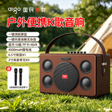 爱国者T190蓝牙音箱户外广场舞手提便携电木吉他民谣弹唱乐器音响直播声卡木质箱体家庭KTV U段双话筒