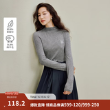 茵曼（INMAN）2026春季女装新款天丝羊毛可机洗针织衫叠穿内搭修身长袖打底衫 花灰色 S （裤子26码）