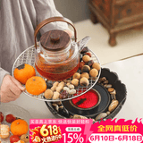 高茗（gaoming）电围炉煮茶家用室内全套网红电陶炉煮茶器煮茶炉中式插电烤茶套装 古雅炉+烤网+素影壶 900ml