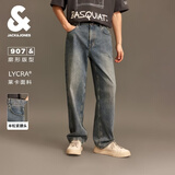 杰克·琼斯（JACK&JONES）26年男装秋季牛仔裤男宽松直筒潮酷微弹裤子复古废土风907阔腿裤 E41 中牛仔蓝-2 32 175 W32/L32