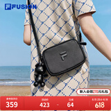 FILAFUSION斐乐情侣款挎包小熊挂件斜挎包盒子包 深黑-BK XS