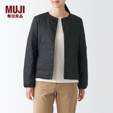 MUJI 女式 便携式 无领羽绒夹克女款轻薄冬季内搭羽绒服BDC31C2A 黑色 L （165/88A）