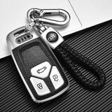 车佰伦（carblun）适用于2023款奥迪钥匙套A4L Q5L Q7 TTS 钥匙包A5钥匙扣壳男女款 奥迪B款漆皮【铂金银】八字双扣