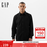 GAP男装春季经典款纯棉基础款翻领长袖衬衫常规上衣美版422488 黑色 514274 M 美码 L亚洲码180/96A