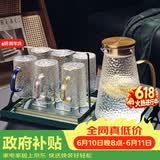 格娜斯玻璃杯水杯家用套装泡茶杯喝水杯子耐高温轻奢高颜值锤纹凉水壶