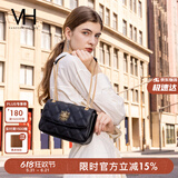 VANESSA HOGAN VH女包茵然软包轻奢斜挎菱格链条包腋下单肩包包生日礼物送女友 黑色