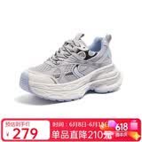 骆驼（CAMEL）银月户外复古老爹鞋厚底休闲鞋 L24A283742A 灰/蓝 37