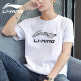 李宁（LI-NING）短袖t恤男夏款潮流印花情侣款半袖圆领宽松休闲透气纯棉运动T恤