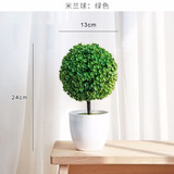 迷.妆仿真绿植盆栽塑料植物盆景室内客厅装饰品书房柜花艺搁板窗台摆件  米兰球：绿色