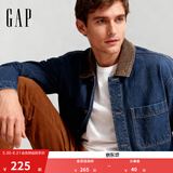 盖璞（GAP）男装春款纯棉工装拼接翻领多口袋夹克外套美版823703 深色水洗 XS 美码 S亚洲码175/88A