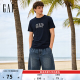 GAP男女装春季款纯棉字母logo短袖T恤常规上衣美版570044 海军蓝 XS 美码 S亚洲码175/88A 【偏小，建议选大一码】