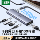 绿联Type-C3.2扩展坞带网口千兆网线转接口拓展坞USB转接头10G适用苹果电脑接口转换器Macbook笔记本
