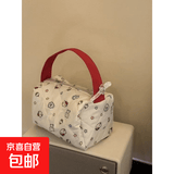 京东物流高颜值卡通大容量化妆包便携收纳外出洗漱可爱旅行手提包 款6菱格红色小猫