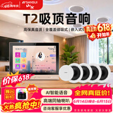 山水（SANSUI）T2 嵌入式吸顶音响音箱 5.1家庭影院音响套装  吊顶喇叭 音箱功放家用商用 家庭吸顶音响客厅环绕 T2【智能音乐主机+4个6.5吋喇叭】