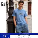 GAP男女装春季款纯棉字母logo短袖T恤常规上衣美版570044 深蓝色 M 美码 L亚洲码180/96A 【偏小，建议选大一码】