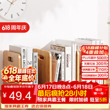 安尔雅桌面书架桌上置物架简易收纳书立架楠竹学生小书本架 伸缩基础款