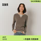 森马（Semir）森马毛衣女短款假两件含羊毛针织衫24冬新款保暖内搭109724107015
