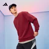 adidas情侣款休闲抓绒圆领长袖卫衣套头衫男女秋季阿迪达斯轻运动   红色/黑色   L