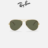 雷朋（RayBan）太阳镜飞行员形金属偏光男女款墨镜开车驾驶眼镜0RB3025 【偏光】001/58金色镜框绿色镜片 尺寸62