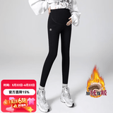 婧麒（JOYNCLEON）孕妇裤鲨鱼裤打底裤孕妇装春秋冬季加绒加厚托腹裤子孕妈装瑜伽裤 黑色【冬款】Jyk105372 XL