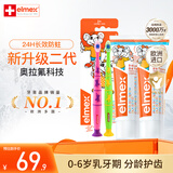 ELMEX艾美适0-2-4-6岁进口儿童牙膏含氟防蛀宝宝婴儿温和不辣口 0-6岁儿童牙膏50ml*2+牙刷2只装