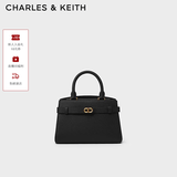 CHARLES&KEITH金属扣带手提单肩妈妈包凯莉包包女包生日礼物送女友CK2-50160102 Black黑色 M