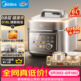 美的（Midea）有钛0氟低脂电压力锅6L家用6-8人高压电饭锅0涂层316L快排气多功能一体煲汤炖煮电饭锅MY-C6650F