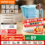 苏泊尔（SUPOR）净水器家用滤水壶自来水家用过滤器多重精滤滤芯寿命提醒一芯四芯六芯可替换滤芯净水壶 J-UF01 【蓝色款】一机一芯 净水壶