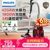 飞利浦（PHILIPS）卧式吸尘器家用清洁机强劲大功率大吸力吸灰吸尘吸螨虫除螨宠物家庭适用FC9735/81