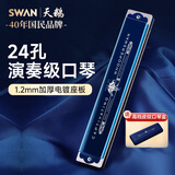 天鹅（SWAN）24孔复音口琴日本进口音簧高级专业演奏口琴C调（蓝色）