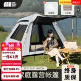 探险者（TAN XIAN ZHE） 帐篷户外露营防雨过夜公园野外儿童家庭全自动便携遮阳黑胶帐篷 5-8人黑胶遮阳帐篷【松石绿】