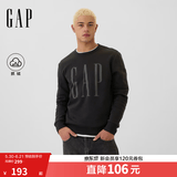 盖璞（GAP）男女装春款印花logo抓绒圆领卫衣合身上衣美版 黑色 542214 XS 美码 S亚洲码175/88A