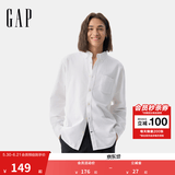 GAP男装春季经典款纯棉基础款翻领长袖衬衫常规上衣美版422488 白色 422488 S 美码 M亚洲码175/92A