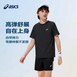 亚瑟士（asics）26年夏季新款飓风秒干吸湿排汗轻薄透气男女儿童运动短袖T短裤 黑色-短袖 140