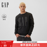 盖璞（GAP）男女装春款印花logo抓绒圆领卫衣合身上衣美版 黑色 542214 XS 美码 S亚洲码175/88A