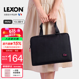 乐上（LEXON）单肩包女手提电脑包13.3英寸内胆包时尚斜挎包轻便商务公文包黑色