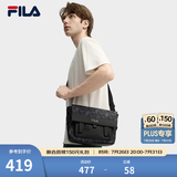 FILA【黑武士】斐乐官方男包斜挎包老花轻便防泼水挎包复古老花单肩包 正黑色-BK XS