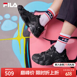 FILA 斐乐猫爪鞋4代女鞋老爹鞋情侣运动鞋复古时尚休闲鞋网面透气 【女款】黑-BK 38.5