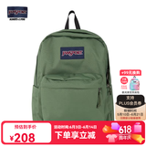 JANSPORT杰斯伯书包轻便双肩包男女旅行包简约背包电脑包学生校园 4QUTKM1军绿色-带侧边袋