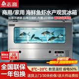 志高（CHIGO）养鱼冰箱冰柜活鱼冷藏保鲜柜前视窗玻璃门展示柜过滤水循环增氧饭店烧烤龙虾海鲜水产展示养殖冰箱 1.3米新款大窗口丨淡水海水通用丨智能温控系统 强增氧系统丨机身201不锈钢丨漏水漏电保护